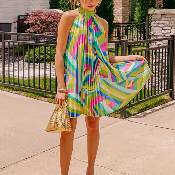 Sweet Nothings Pleated Mini Dress Sz L - Picture 4 of 8